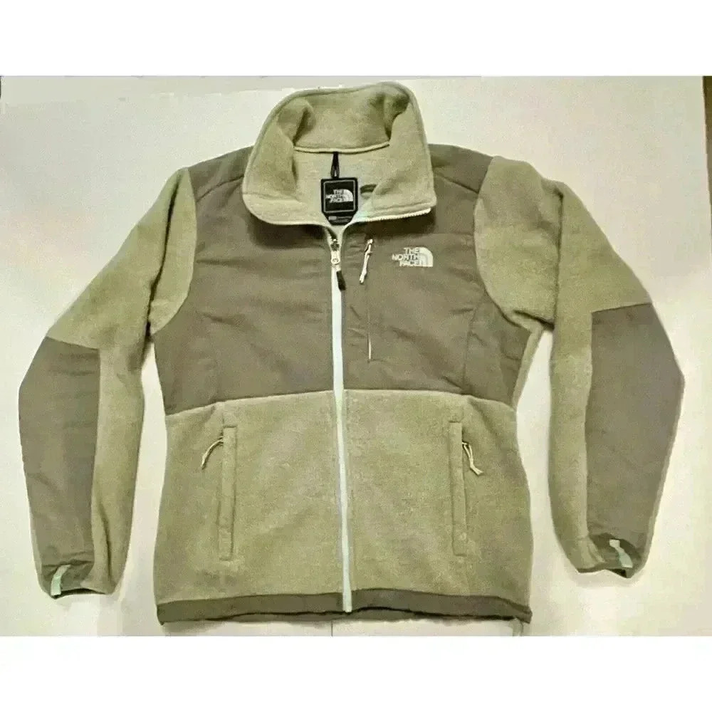 North Face Polartec Womens S Gray With Lt Blue Zip Front Fleece Jacket
